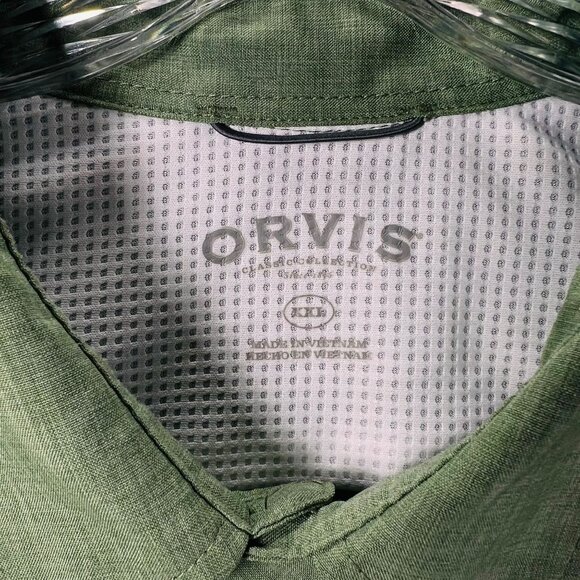 Orvis Mens Green Button Up Shirt XXL Short Sleeve Fishing Hiking Lightweight - Picture 3 of 12